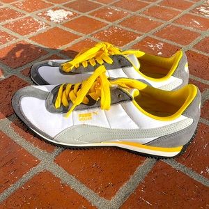 Puma Speeder Sneakers - White, Gray, Yellow Sz 8
